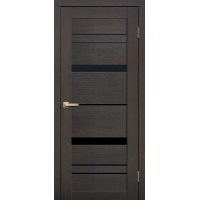 Дверь межкомнатная ламинированная Сибирь Профиль Lite doors L12 Венге, стекло черное